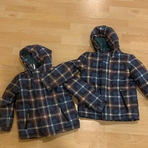 TWO Cat & Jack Green Plaid 3-in-1 Snowplay Jackets with Hood size 5T and 6